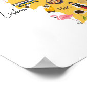 ポルトガルの地図 主要都市や様々なシンボル付き ポスター (角)