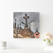 ポルトガルの墓地クロスクローズアップ スクエア壁時計 (ホーム)