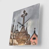 ポルトガルの墓地クロスクローズアップ スクエア壁時計 (傾斜)