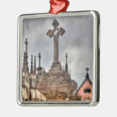 ポルトガルの墓地クロスクローズアップ メタルオーナメント (左)