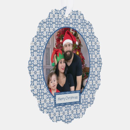 ポルトガルの家族の写真とタイル枠 オーナメントカード (右)
