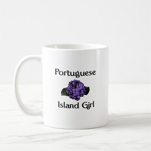 ポルトガルの島の女の子の~の青のアジサイ コーヒーマグカップ (左)