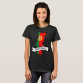 ポルトガルの旗地図 愛国心 ポルトガル人の誇り 世界 Tシャツ (正面フル)