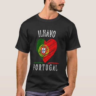 ポルトガルの旗 ハート イルハヴォ市 Tシャツ