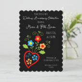 ポルトガルの民俗的な美しい結婚記念日 カード (スタンド正面)