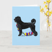 ポルトガルの水上犬（浮き線を付けて立つ） カード (黄色い花)