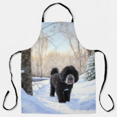 ポルトガルの水犬が雪のクリスマスを過ごした エプロン (正面)