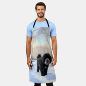 ポルトガルの水犬が雪のクリスマスを過ごした エプロン (着用した状態)