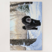 ポルトガルの水犬が雪のクリスマスを過ごした ジグソーパズル (縦)