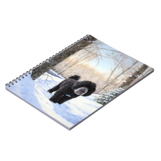 ポルトガルの水犬が雪のクリスマスを過ごした ノートブック (左側)