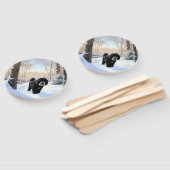 ポルトガルの水犬が雪のクリスマスを過ごした ハンドファン (組立なし)