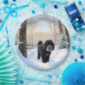 ポルトガルの水犬が雪のクリスマスを過ごした ペーパープレート (パーティー)