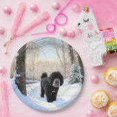 ポルトガルの水犬が雪のクリスマスを過ごした ペーパープレート (パーティー)