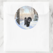 ポルトガルの水犬が雪のクリスマスを過ごした ラウンドシール (バッグ)