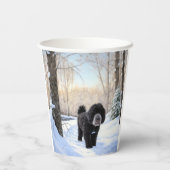 ポルトガルの水犬が雪のクリスマスを過ごした 紙コップ (裏面)