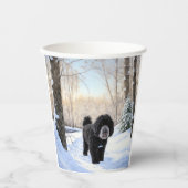 ポルトガルの水犬が雪のクリスマスを過ごした 紙コップ (正面)