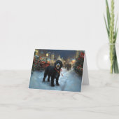ポルトガルの水犬クリスマスフェスティバルシーズン カード (正面)