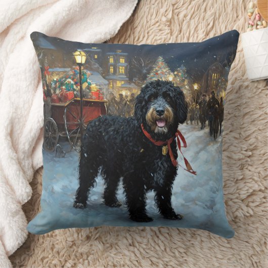 ポルトガルの水犬クリスマスフェスティバルシーズン クッション (ブランケット)