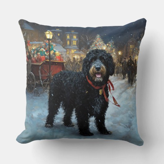 ポルトガルの水犬クリスマスフェスティバルシーズン クッション (正面)