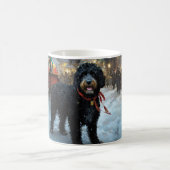 ポルトガルの水犬クリスマスフェスティバルシーズン コーヒーマグカップ (中央)