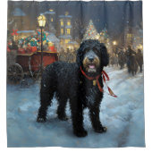 ポルトガルの水犬クリスマスフェスティバルシーズン シャワーカーテン (正面)