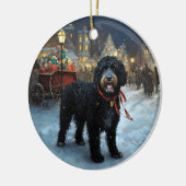 ポルトガルの水犬クリスマスフェスティバルシーズン セラミックオーナメント (左)