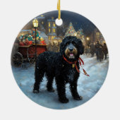 ポルトガルの水犬クリスマスフェスティバルシーズン セラミックオーナメント (裏面)