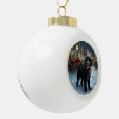 ポルトガルの水犬クリスマスフェスティバルシーズン セラミックボールオーナメント (左)