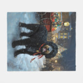 ポルトガルの水犬クリスマスフェスティバルシーズン フリースブランケット (正面(横))