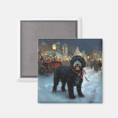 ポルトガルの水犬クリスマスフェスティバルシーズン マグネット (正面/裏面)