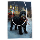 ポルトガルの水犬クリスマスフェスティバルシーズン ミディアムペーパーバッグ (正面)