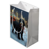 ポルトガルの水犬クリスマスフェスティバルシーズン ミディアムペーパーバッグ (裏面アングル)