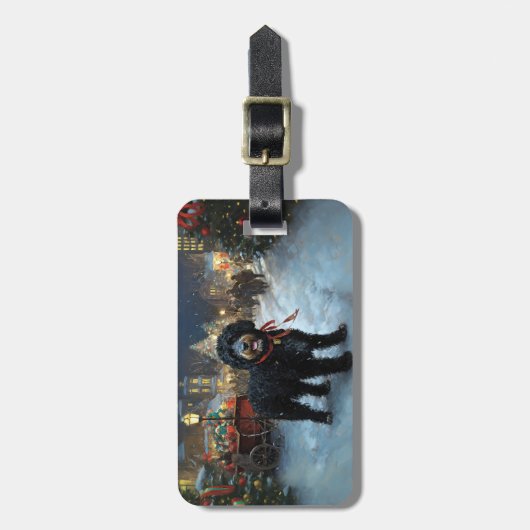 ポルトガルの水犬クリスマスフェスティバルシーズン ラゲッジタグ (正面縦)