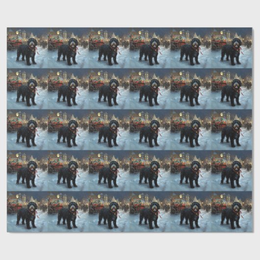 ポルトガルの水犬クリスマスフェスティバルシーズン ラッピングペーパー (フラット)