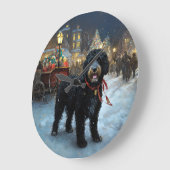 ポルトガルの水犬クリスマスフェスティバルシーズン ラージ壁時計 (傾斜)