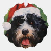 ポルトガルの水犬クリスマスブラシ絵画ズ オーナメントカード (裏面)