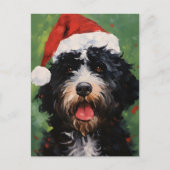 ポルトガルの水犬クリスマスブラシ絵画ズ ポストカード (正面)