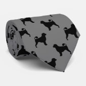 ポルトガルの水犬シルエット模様の縁取り ネクタイ (ロール)