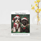 ポルトガルの水犬ハッピークリスマスカード カード (黄色い花)