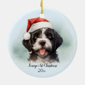 ポルトガルの水犬初めてのクリスマス パーソナライズされた セラミックオーナメント (裏面)