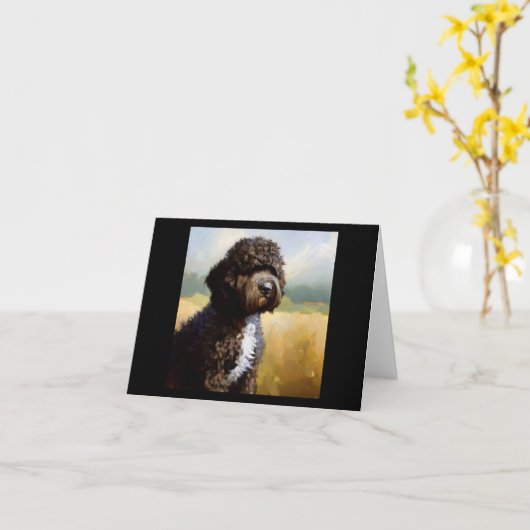 ポルトガルの水犬 カード (黄色い花)