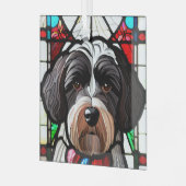 ポルトガルの水犬「ステンドグラス」 ガラスオーナメント (正面左)