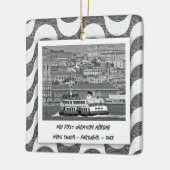 ポルトガルの波の石畳の最初の休暇 セラミックオーナメント (左)