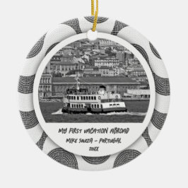 ポルトガルの波の石畳の最初の休暇 セラミックオーナメント