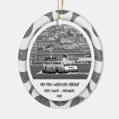 ポルトガルの波の石畳の最初の休暇 セラミックオーナメント (左)