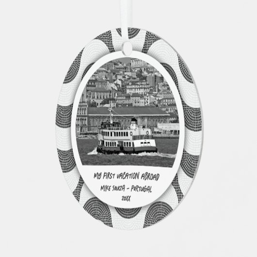 ポルトガルの波の石畳の最初の休暇 メタルオーナメント (正面左)