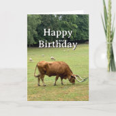 ポルトガルの牛と羊の牧場の写真 誕生日カード カード (正面)