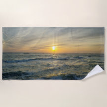 ポルトガルの穏やかな夕日 ビーチタオル