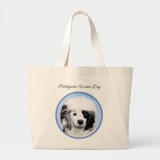 ポルトガルの絵を描ウォータードッグPWDオリジナルドッグアート ラージトートバッグ (正面)