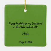 ポルトガルの緑のハッピーバースデー セラミックオーナメント (裏面)